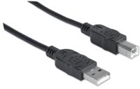 Manhattan 333382-CG USB-kabel USB 2.0 USB-A stekker, USB-B stekker 3.00 m Zwart Vergulde steekcontacten, UL gecertificeerd - thumbnail
