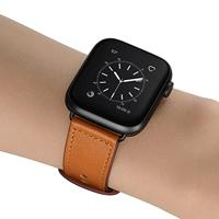 Leren bandje dubbele lus - Bruin - Geschikt voor Apple Watch 38mm / 40mm / 41mm / 42mm - thumbnail