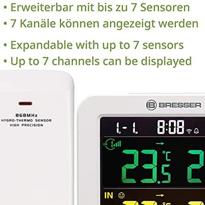 BRESSER Tuya Smart Home 7 kanaals slimme thermo-/hygrometer