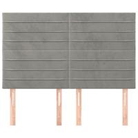 Hoofdborden 4 st 72x5x78/88 cm fluweel lichtgrijs - thumbnail