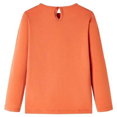 Kindershirt met lange mouwen berenprint 128 oranjebruin