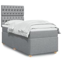 Boxspring met matras stof lichtgrijs 90x190 cm - thumbnail