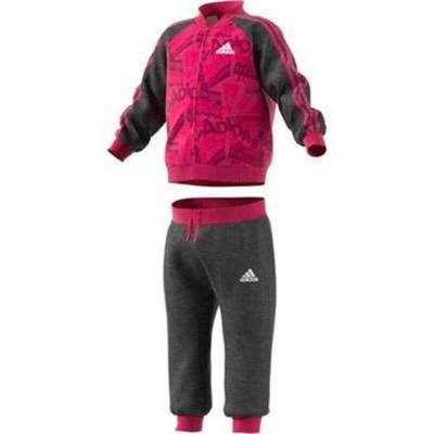 adidas Baby Basketbal Jogger French Terry trainingspak, Real Magenta/Zwart/Wit, 74