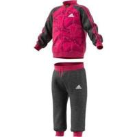 adidas Baby Basketbal Jogger French Terry trainingspak, Real Magenta/Zwart/Wit, 74 - thumbnail