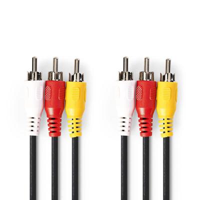 Nedis CVGP24300BK50 videokabel 3x RCA male - 3x RCA male 5m Nedis CVGP24300BK50 videokabel 3x RCA male - 3x RCA male 5m