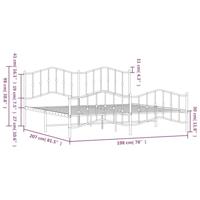 Bedframe met hoofd- en voeteneindemetaal wit 193x203 cm - thumbnail