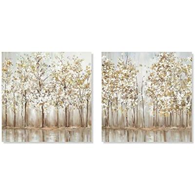 Canvas DKD Home Decor Bomen Traditioneel 90 x 2 x 90 cm (2 Stuks) Canvas DKD Home Decor Bomen Traditioneel 90 x 2 x 90 cm (2 Stuks)