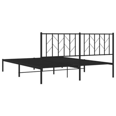 Bedframe met hoofdbord metaal zwart 160x200 cm