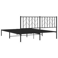 Bedframe met hoofdbord metaal zwart 160x200 cm - thumbnail
