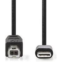 Kabel USB 2.0 | Type-C male - B male | 1,0 m | Zwart - thumbnail