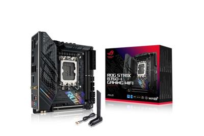 Asustek Computer ROG STRIX B760-I GAMING WIFI Moederbord Socket Intel LGA 1700 Vormfactor Mini-ITX Moederbord chipset Intel® B760 Asustek Computer ROG STRIX B760-I GAMING WIFI Moederbord Socket Intel LGA 1700 Vormfactor Mini-ITX Moederbord chipset Intel® B760