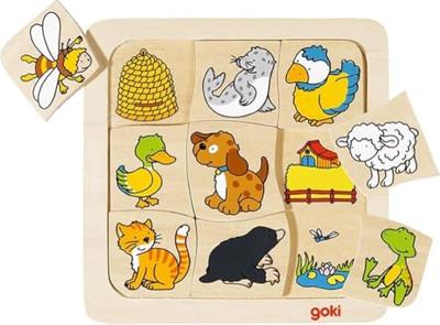 Goki houten legpuzzel wie leeft waar?