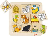 Goki houten legpuzzel wie leeft waar? - thumbnail