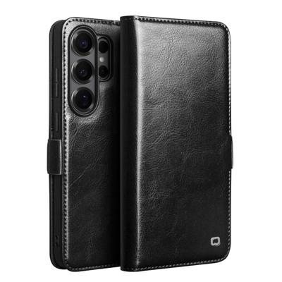 Qialino Samsung Galaxy S26 Ultra hoesje - Leren bookcase - Magnetische sluiting - Zwart