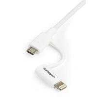 StarTech.com Apple Lightning- of Micro USB-naar-USB-kabel - 1 m, wit - thumbnail