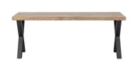 WOOOD Eettafel 'Tablo' Mangohout Visgraat, met X-poot, 180 x 90cm - thumbnail