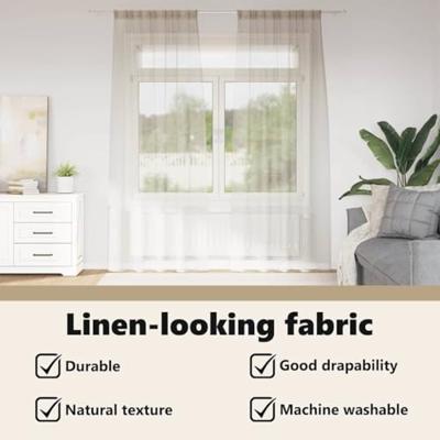 Voile Gordijn met gordijnen 2 pcs Zand 225 x 140 cm Polyester