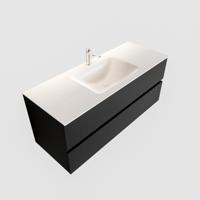 Badkamermeubel Solid Surface BWS Oslo 120x45 cm Mat Zwart Urban Midden (0 kraangaten) - thumbnail