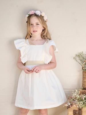 Nette jurk met gouden riem wit