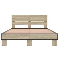 Bedframe bewerkt hout metaal sonoma eikenkleurig 150x200 cm - thumbnail