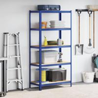 VidaXL Opbergrek 5-laags staal & bewerkt hout blauw - thumbnail