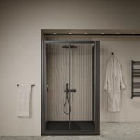 Douchecabine Schuifdeur BWS Luad 140x90x190 cm Zwart - thumbnail