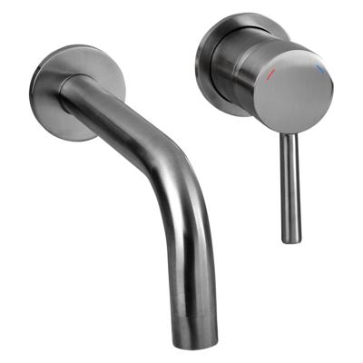 Differnz Differnz muurkraan inbouw koud/warmwater rechts - gun metal