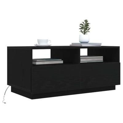 Salontafel met LED-verlichting 90x49x40 cm zwart eiken Salontafel met LED-verlichting 90x49x40 cm zwart eiken