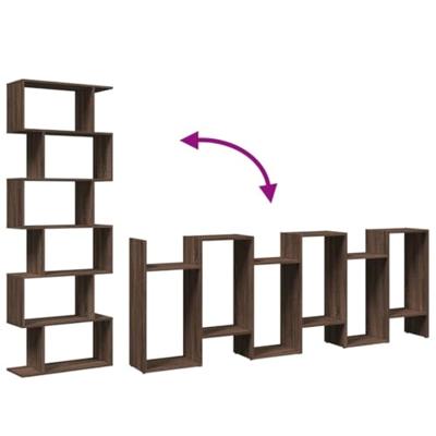 Kamerscherm / boekenkast 6-laags 70x24x193 cm hout bruin eiken