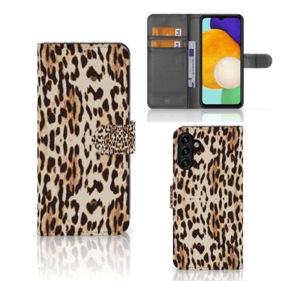 Samsung Galaxy A04s | Samsung Galaxy A13 5G | Telefoonhoesje | Met pasjeshouder | Leopard