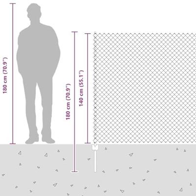 VidaXL Hek met paal grijs 1,4 x 10 m staal en pvc