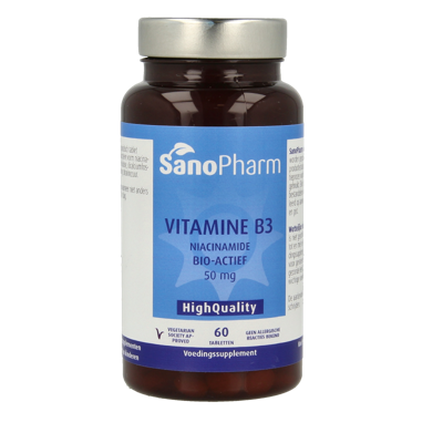 SanoPharm Vitamine B3 niacinamide 50mg 60 Tabletten SanoPharm Vitamine B3 niacinamide 50mg 60 Tabletten