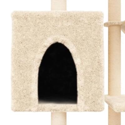 VidaXL Kattenmeubel met sisal krabpalen 131 cm crèmekleurig - thumbnail