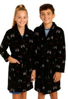 Tiener badjas zwart - station - fleece-164 - thumbnail