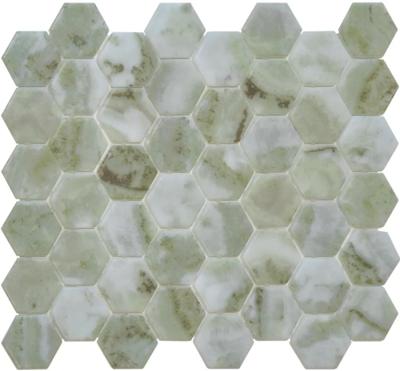 Mozaiek Valencia Hexagon Marmerprint Groen 4,4x5,0 Mozaiek Valencia Hexagon Marmerprint Groen 4,4x5,0