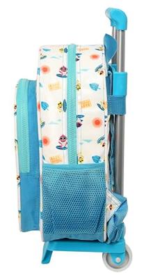Schoolrugzak met Wielen Baby Shark Surfing Blauw Wit 26 x 34 x 11 cm