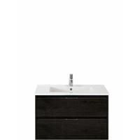 Porto Badmeubelset 90 cm - Black Oak - Keramische Wastafel Wit Slim - thumbnail