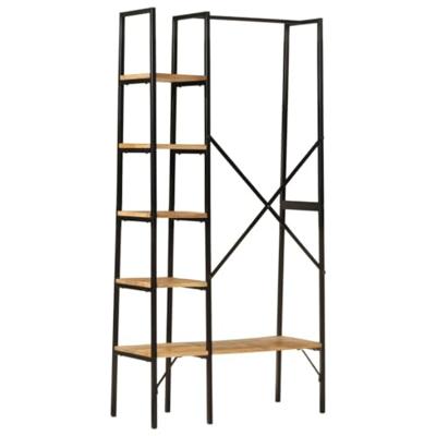 VidaXL Kledingrek met schappen 90x40x190 cm massief mangohout en ijzer
