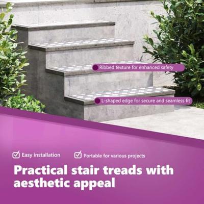 VidaXL Trap tread rechthoekig 2 pcs zilver 75 x 25 cm aluminium