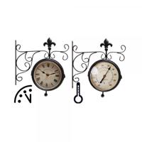 Stationsklok met thermometer / Esschert Design - thumbnail