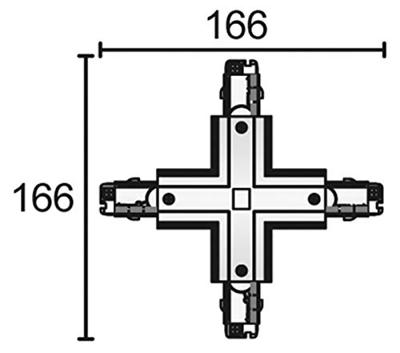 Deko Light 710034 D Line X-Verbinder links-links-rechts-rechts 230V-railsysteemcomponenten Stroomrail 3-fasig Grijs