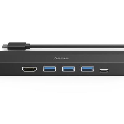 Hama USB-C Hub Multiport 6 Ports 3 x USB-A USB-C HDMI LAN/Ethernet USB Hub Zwart - thumbnail