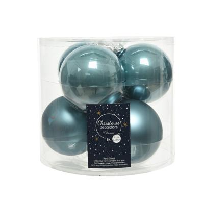 Kerstballen Glas Ø8cm Ochtendblauw 6st