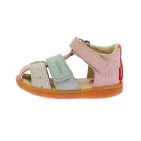 Baby sandalen van leer Bazar KICKERS® rozen - thumbnail