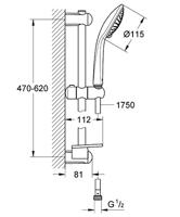 GROHE Euphoria 110 Champagne Glijstangset - 60cm - ronde handdouche - 3 straalsoorten - gladde doucheslang - met zeepschaal - chroom 27232001 - thumbnail
