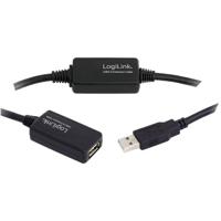 LogiLink UA0146 USB-kabel USB 2.0 USB-A stekker, USB-A bus 20.00 m Zwart - thumbnail