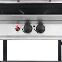 VidaXL Gasbarbecue met 3-laags zijtafel zwart en zilverkleurig - thumbnail