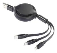 Renkforce USB-laadkabel USB 2.0 USB-A stekker 1.00 m Chroom-zwart Flexibel RF-5800360 - thumbnail
