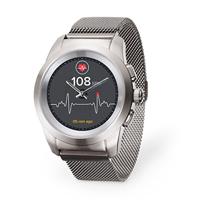MyKronoz ZeTime Petite Elite Hybrid-smartwatch met mechanische wijzers en gekleurd touchscreen, zilver/Milanese - thumbnail