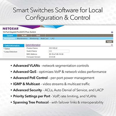 NETGEAR GS728TXP 28-poorts Gigabit/10G Stackable LAN PoE-switch Smart Managed Pro (met 24x PoE+ 195 W, 2x 10G koper en 2x 10G SFP+, desktop- of rekmontage met ProSAFE levenslange garantie) zwart